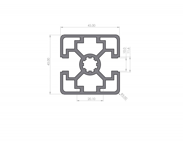 Aluminium profile 45x45 groove 10 light B-type 2N180